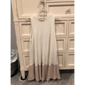 two toned turtleneck sleeveless dress